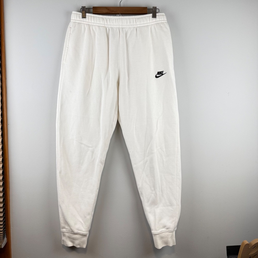 Nike Fleece Sweatpant Joggers Mens Large White Sportswear Athleisure Loungewear